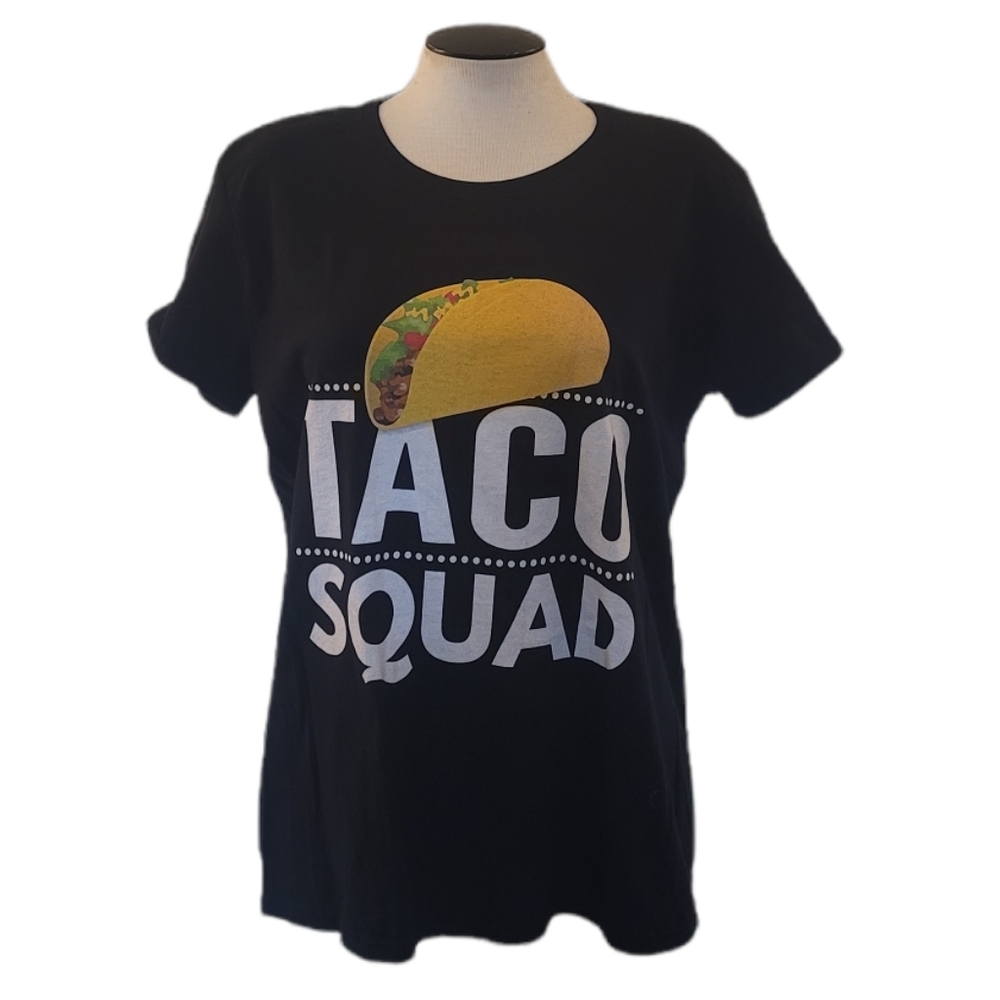 Anvil Black TACO SQUAD Short Sleeve Graphic T Shirt L